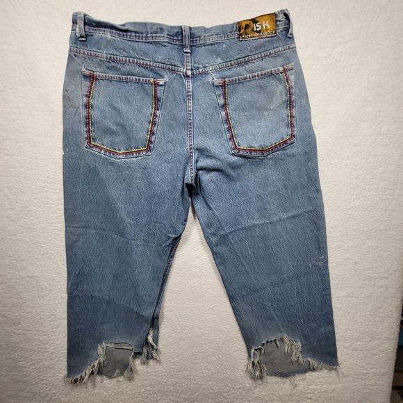 RISK Street Knowledge Denim Jean Cut-Off Shorts - Picture 1 of 13